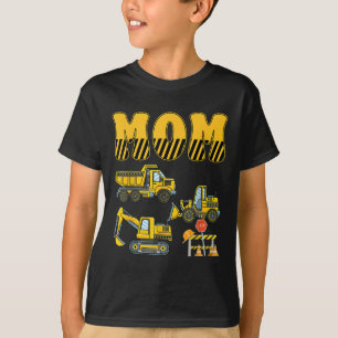 T-shirt Amusant Maman Papa Construction Excavateur Enfants