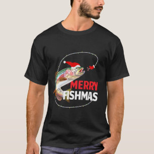 T-shirt Amusant Merry Fishmas Truite Pêcheurs