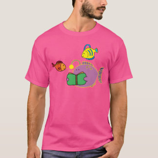T-shirt Amusant Mignonne Poisson-lanterne livre de lecture