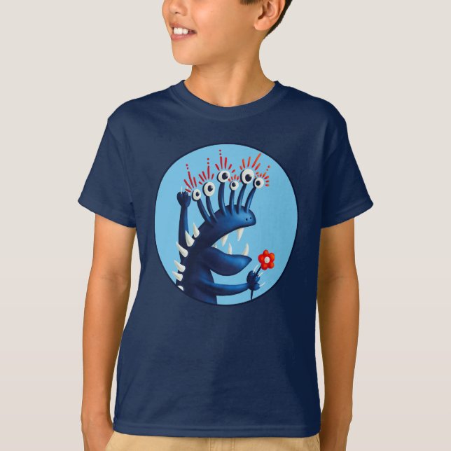 T-shirt Amusant Monster Flower Blue (Devant)
