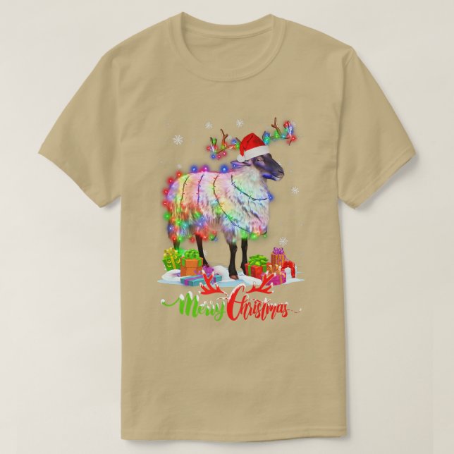 T-shirt Amusant Mouton Animal Joyeux Noël Fête Famille Ma (Design devant)