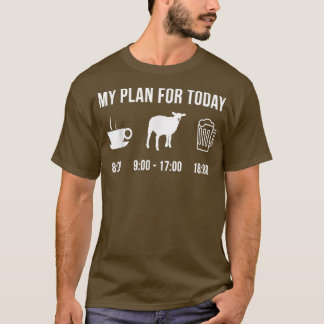 T-shirt Amusant Mouton Fermier Mon Plan Pour Aujourd'Hui T