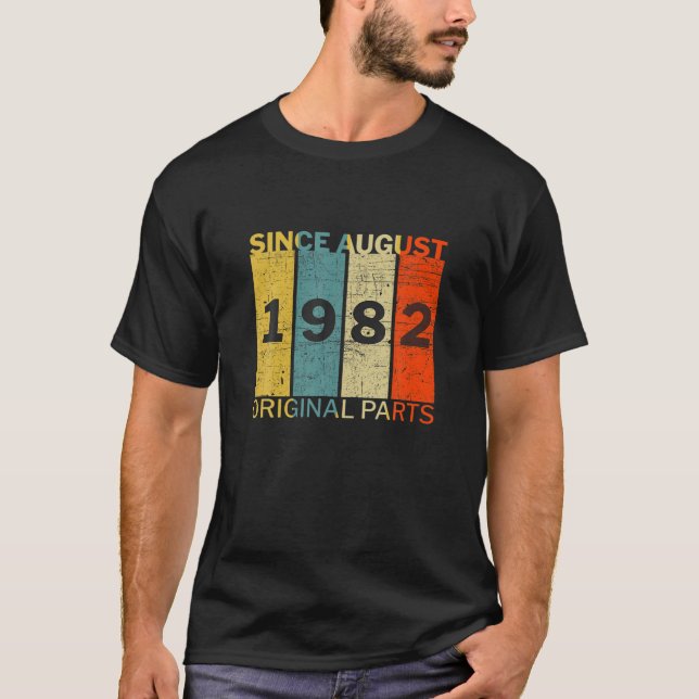 T-shirt Amusant Né En Août 1982 Pièces Originales Plaisant (Devant)