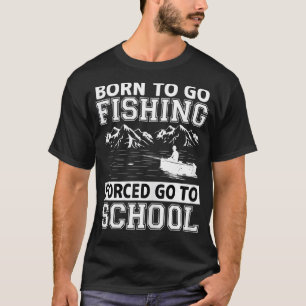 T-shirt Amusant Né Pour Aller Pêcher Basse Cadeau Poisson