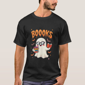 T-shirt Amusant Nerd Ghost Book Lover Halloween Party C