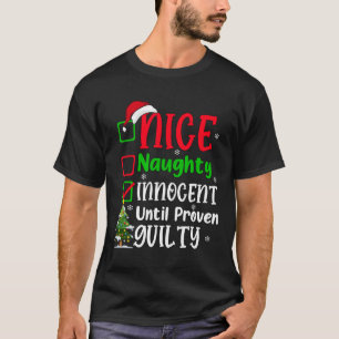 T-shirt Amusant Nice Naughty Innocent Noël Adultes