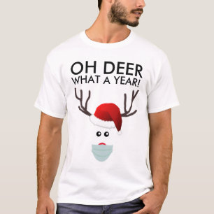 T-shirt Amusant Noël Masque Visage Famille Reindeer