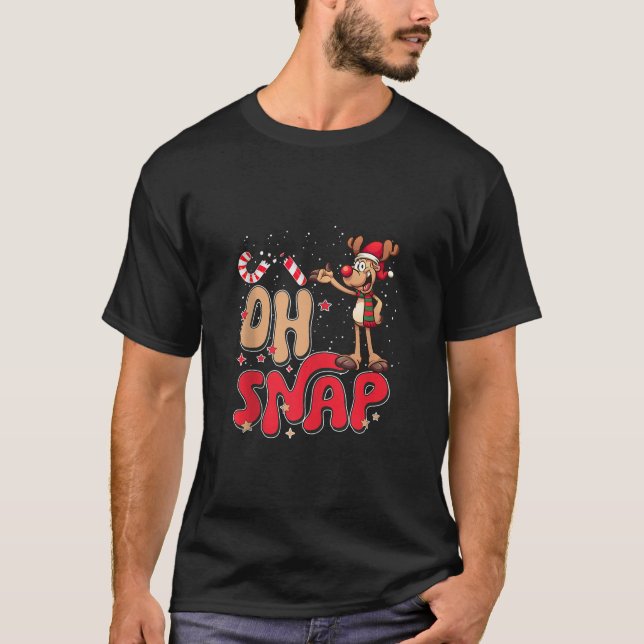 T-shirt Amusant Oh Snap Reindeer Sucre de canne de Noël Am (Devant)