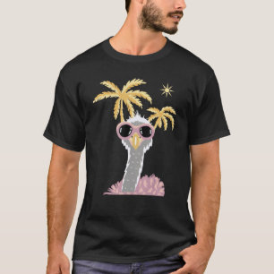 T-shirt Amusant Ostrich Animal Dans Les Lunettes De Soleil