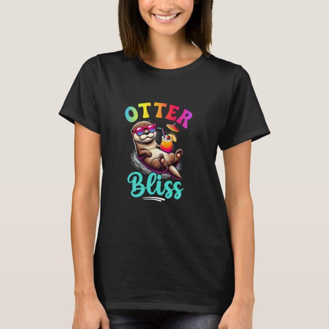 T-shirt Amusant Otter Bliss mignon Animal Tropique Pour Le (Devant)