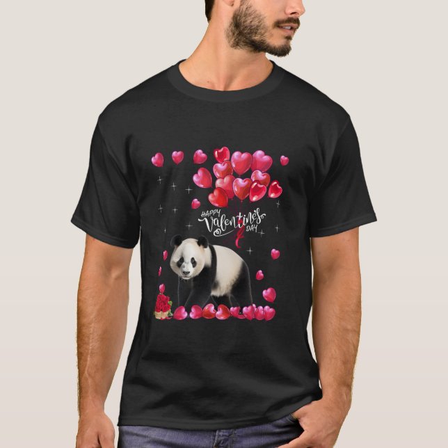T-shirt Amusant Ours Panda Valentine's Day Animaux Hea (Devant)