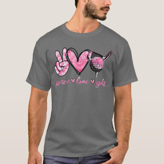 T-shirt Amusant Paix Amour Joueur de Golf Amateurs de Spor