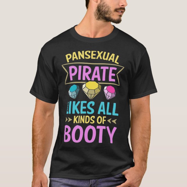 T-shirt Amusant Pansexual Pride Pan Rights LGBTQ Pirate Bo (Devant)