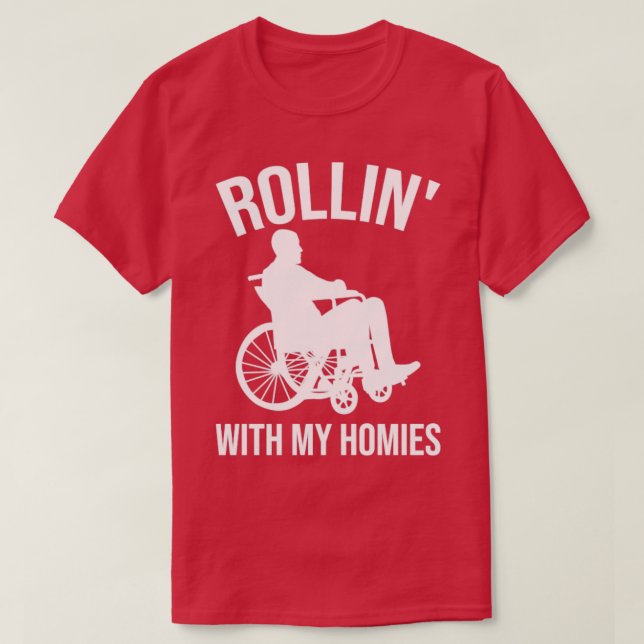 T-shirt Amusant Paraplégique Handicap En Fauteuil Roulant  (Design devant)