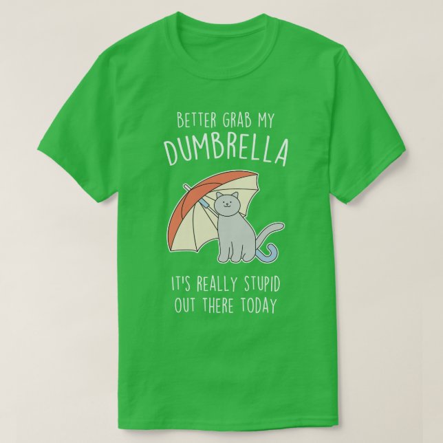 T-shirt Amusant parapluie de chat gris (Design devant)