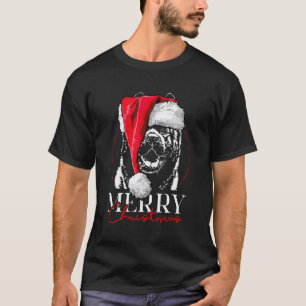 T-shirt Amusant Père Noël Américain Akita Joyeux Noël Chie