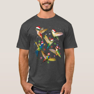 T-shirt Amusant Père Noël Hummingbird Christmas Lights Lov
