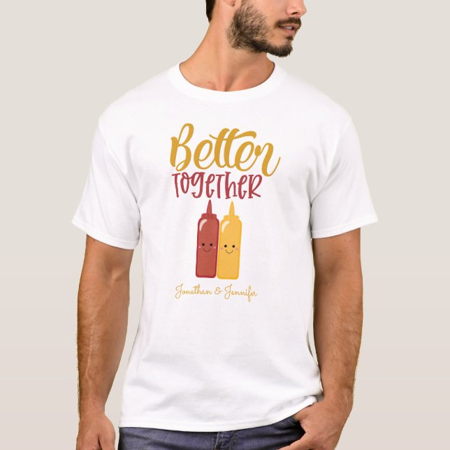 T-shirt Amusant Personnalisé Homme's Mustard Ketchup Coupl (Devant)