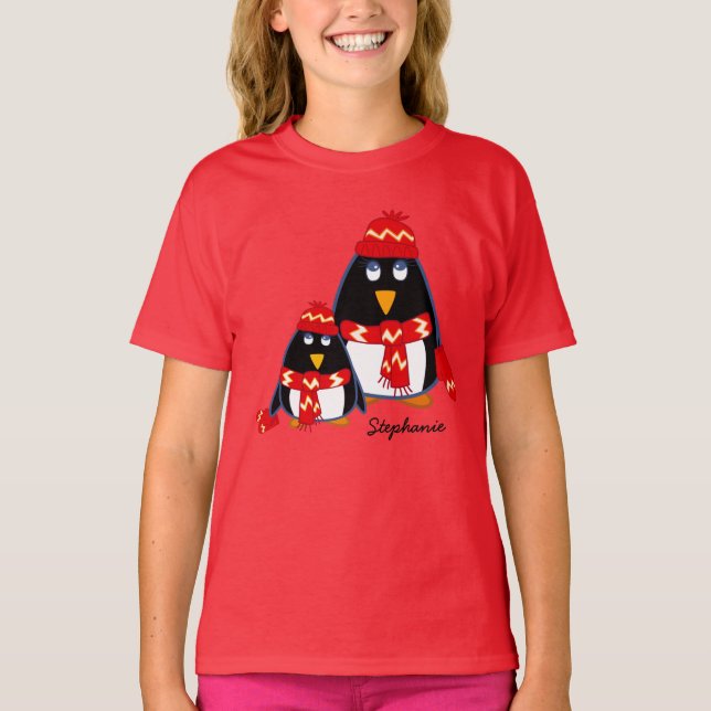 T-shirt Amusant Petit Penguins Enfants (Devant)