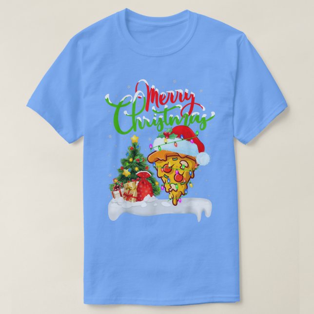 T-shirt Amusant plat de pizza Lover Xmas éclairage Père No (Design devant)