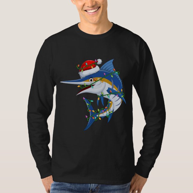 T-shirt Amusant Poisson Marlin Xmas Santa Hat Marlin Chri (Devant)