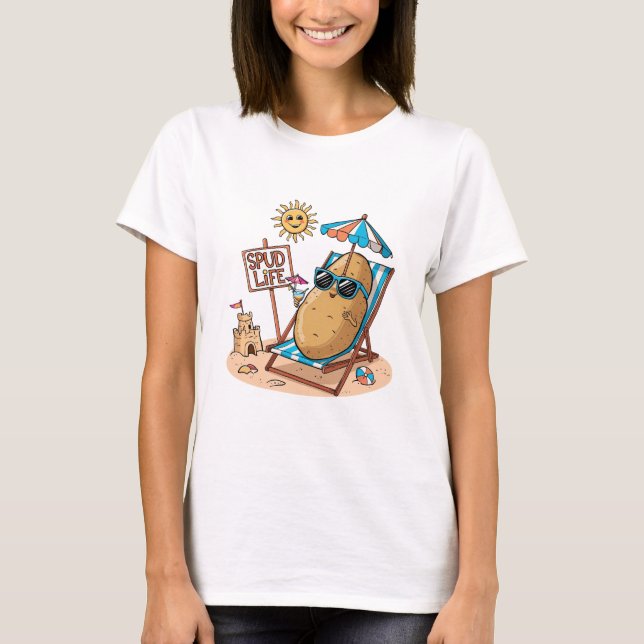 T-shirt Amusant Potato Beach Design - Humour de vie pud I (Devant)
