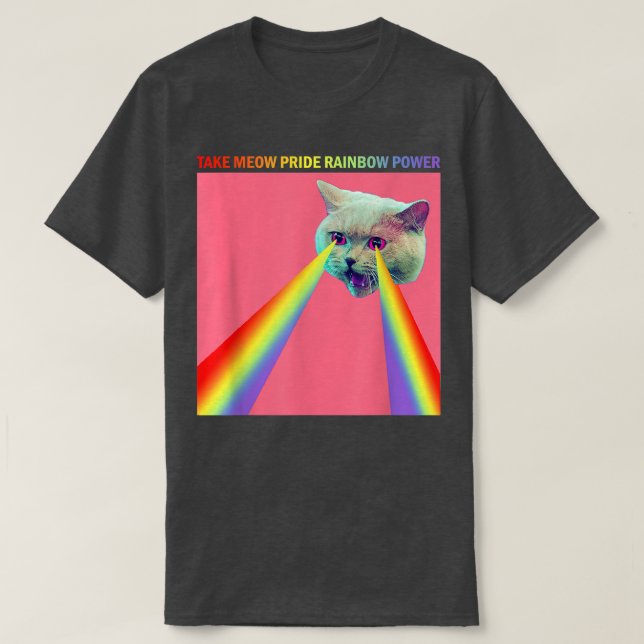 T-shirt Amusant Prenez Meow Pride Rainbow Power, Pride Moi (Design devant)