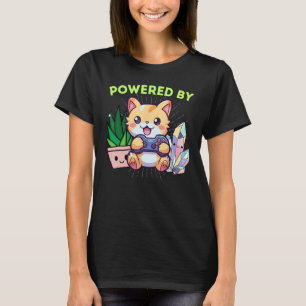 T-shirt Amusant Propulsé Par Gamer Chat Plantes Jeu & Crys
