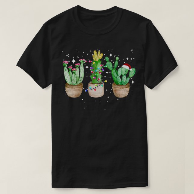 T-shirt Amusant Pyjama de Noël de Cactus (Design devant)