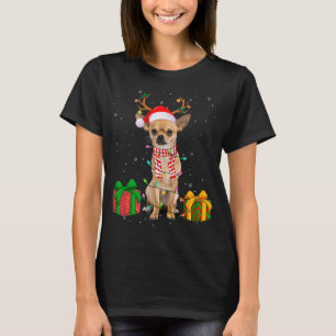 T-shirt Amusant Pyjama Santa Hat Chihuahua lumières de Noë