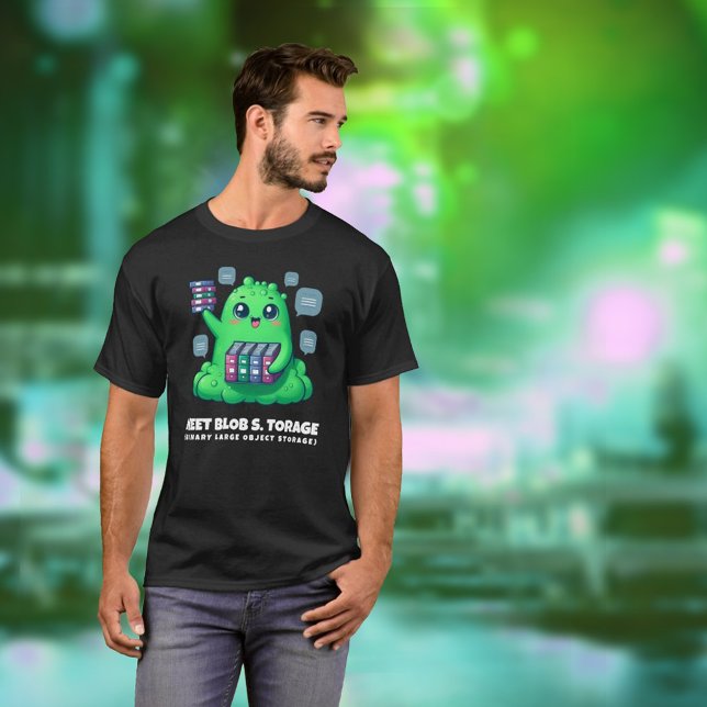 T-shirt Amusant Rencontrez Blob S. Torage (Funny Meet Blob S. Torage T-Shirt Green Glow Urban Street Cover Photo)