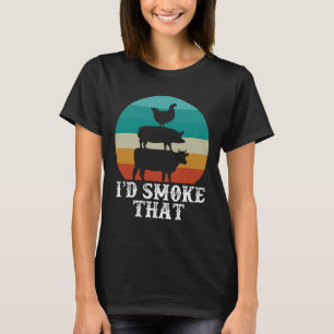 T-shirt Amusant Retro Bbq Party Fumeur Chef Papa Cadeau J’