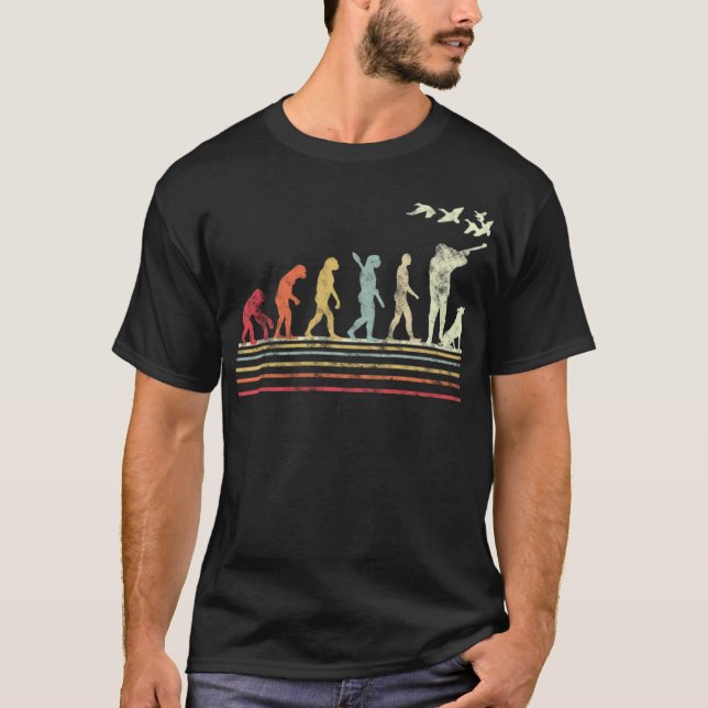 T-shirt Amusant Retro Evolution Canard Chasse Canard une f (Devant)