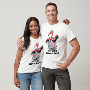 T-shirt Amusant Retro Hippie Flamant rose Flower