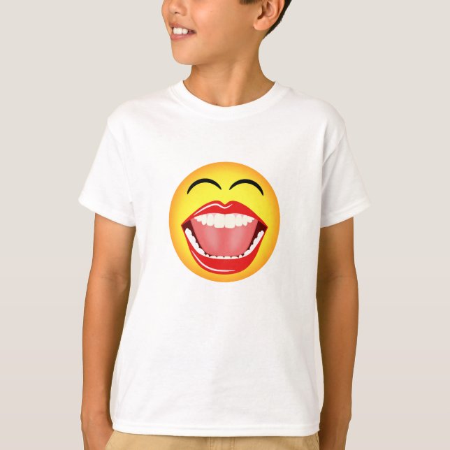 T-shirt Amusant rire Big Open Mouth Face Emoji (Devant)