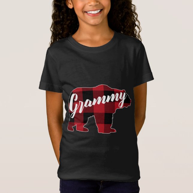 T-Shirt Amusant Rouge Plaid Chaussure d'ours de Buffle, Gr (Devant)