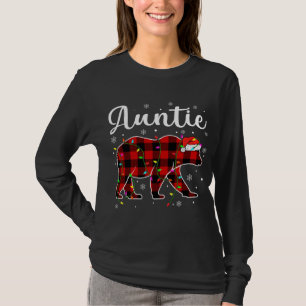 T-shirt Amusant Rouge Plaid Feux de Noël Tante Ours Xmas