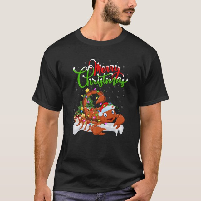 T-shirt Amusant Scorpion Lover Xmas Éclairage Scorpion Chr (Devant)