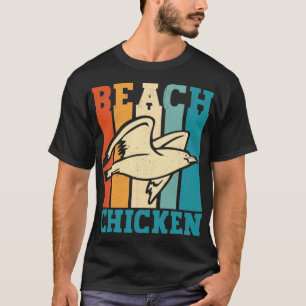 T-shirt Amusant Seagull Sea Gull Beach Chicken Retro
