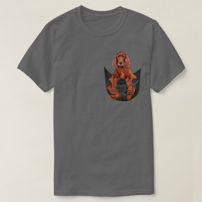 T-shirt Amusant Setter irlandais dans votre poche pour Red (Design devant)