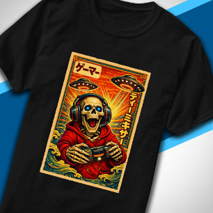 T-shirt Amusant squelette de jeu vidéo rétro vintage japon