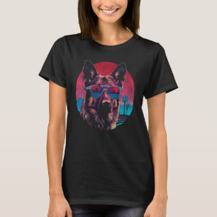 T-shirt Amusant style rétro berger allemand portant le ver