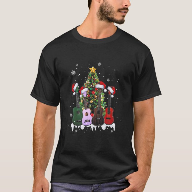 T-shirt Amusant Ukulele sapin de Noël Joyeux Amoureux S (Devant)