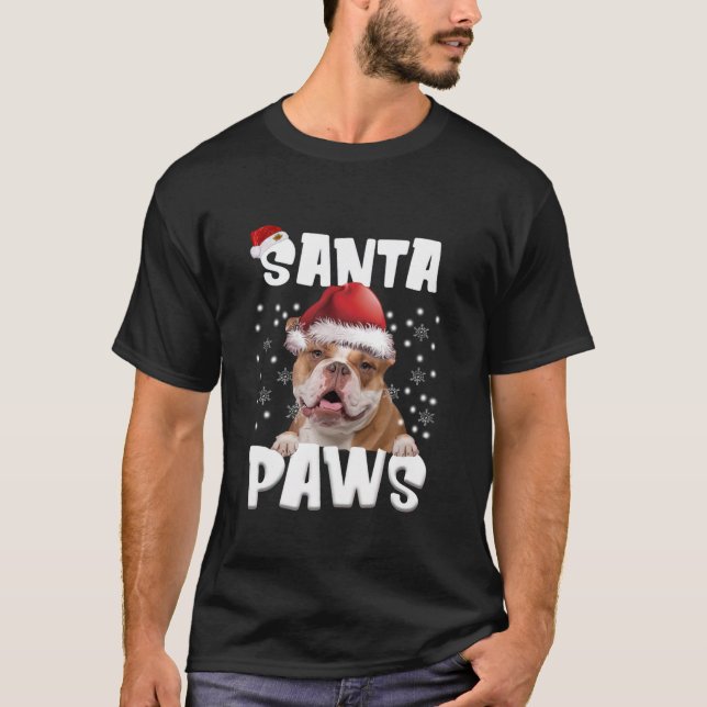 T-shirt Amusant vieux anglais Bulldog Christmas Lights Tre (Devant)