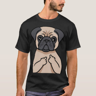 T-shirt Amusant vilain chien pug amour animal