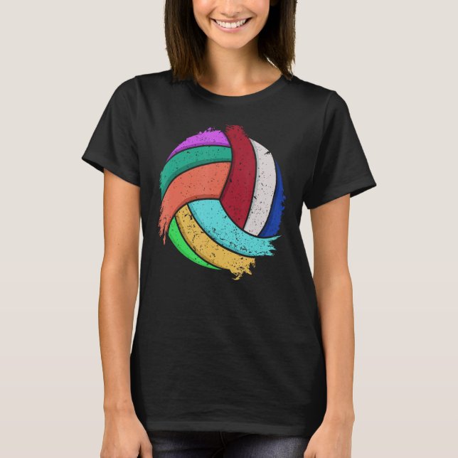 T-shirt Amusant Volleyball Art Pour Garçons Filles Femmes  (Devant)