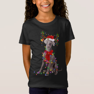T-Shirt Amusant Weimaraner Chien arbre lumières de Noël Xm