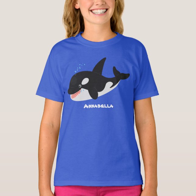 T-shirt Amusante baleine orque mignonne dessin animé (Devant)