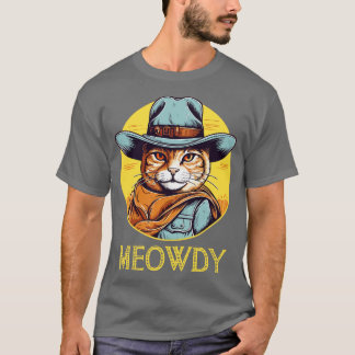 T-shirt Amusante Cat Cowboy Cowgirl Meow Howdy Meowdy 17