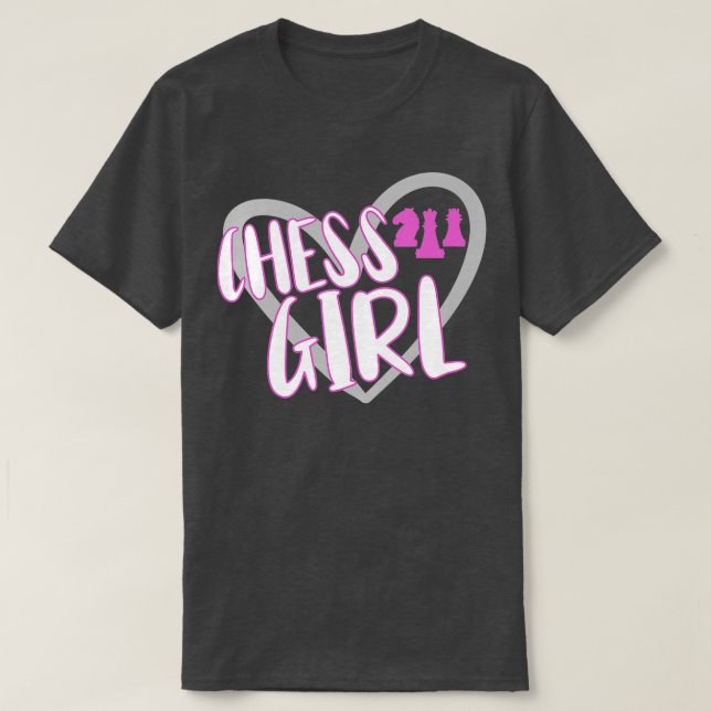 T-shirt Amusante Chess Girl Coeur Joueuse d'échecs (Design devant)